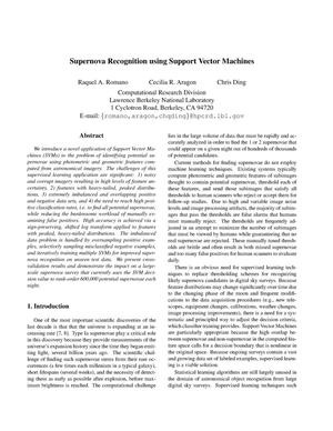Supernova Recognition using Support Vector Machines