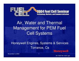 Air, Thermal and Water Management for PEM Fuel Cell Systems