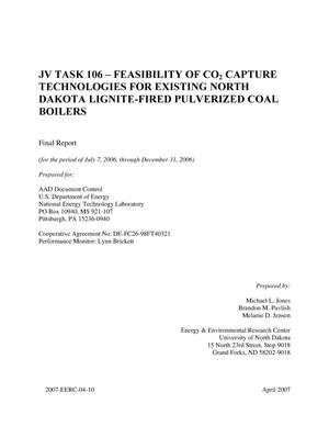 JV Task 106 - Feasibility of CO2 Capture Technologies for Existing North Dakota Lignite-Fired Pulverized Coal Boilers