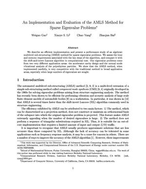 An Implementation and Evaluation of the AMLS Method for SparseEigenvalue Problems