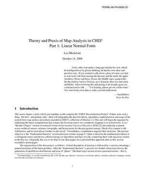 Theory and praxis pf map analsys in CHEF part 1: Linear normal form