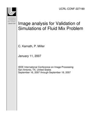 Image analysis for Validation of Simulations of Fluid Mix Problem