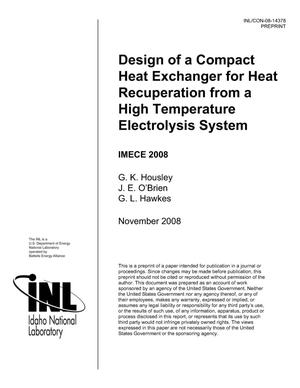 Design of a compact heat exchanger for heat recuperation from a high temperature electrolysis system