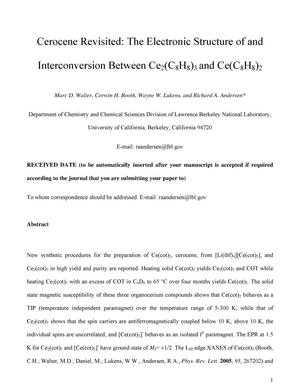 Cerocene Revisited: The Electronic Structure of and Interconversion Between Ce2(C8H8)3 and Ce(C8H8)2