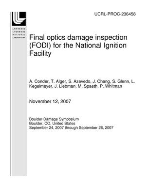 Final optics damage inspection (FODI) for the National Ignition Facility