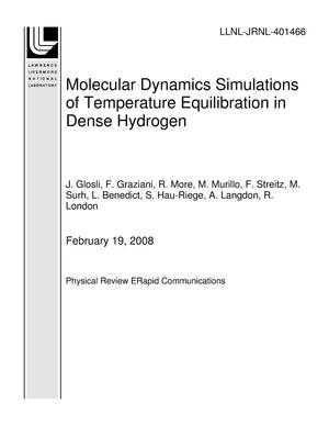 Molecular Dynamics Simulations of Temperature Equilibration in Dense Hydrogen