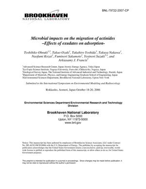 Microbial Impacts on the Migration of Actinides -Effects of Exudates on Adsorption-