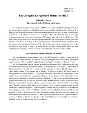 The Cryogenic refrigeration system for MICE