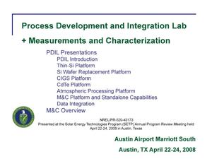 Process Development and Integration Lab (PDIL) + Measurements and Characterization