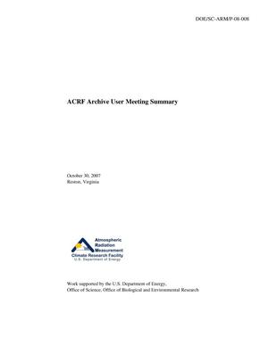 ACRF Archive User Meeting Summary