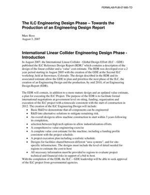 The ILC engineering design phase: Towards the production of an engineering design report