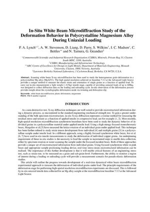 In-situ white beam microdiffraction study of the deformation behavior in polycrystalline magnesium alloy during uniaxial loading