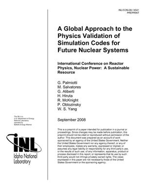 A Global Approach to the Physics Validation of Simulation Codes for Future Nuclear Systems
