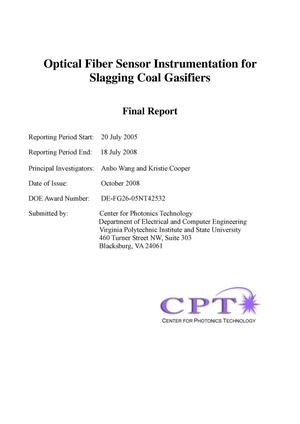 Optical Fiber Sensor Instrumentation for Slagging Coal Gasifiers