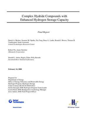 Complex Hydride Compounds with Enhanced Hydrogen Storage Capacity