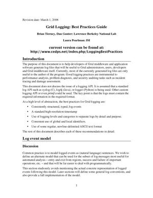 Grid Logging: Best Practices Guide