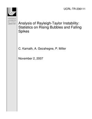 Analysis of Rayleigh-Taylor Instability: Statistics on Rising Bubbles and Falling Spikes