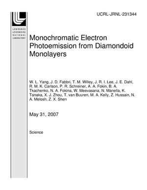 Monochromatic Electron Photoemission from Diamondoid Monolayers