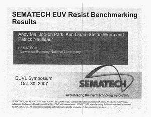 SEMATECH EUV resist benchmarking results