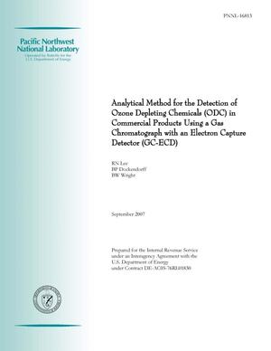 Analytical Method for the Detection of Ozone Depleting Chemicals (ODC) in Commercial Products Using a Gas Chromatograph with an Electron Capture Detector (GC-ECD)
