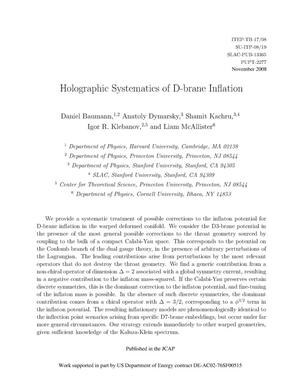Holographic Systematics of D-brane Inflation
