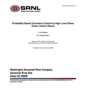 PROBABILITY BASED CORROSION CONTROL FOR HIGH LEVEL WASTE TANKS: INTERIM REPORT