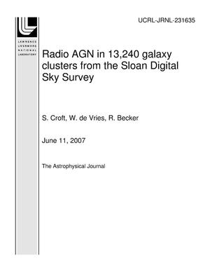 Radio AGN in 13,240 galaxy clusters from the Sloan Digital Sky Survey