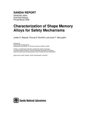 Characterization of shape memory alloys for safety mechanisms.