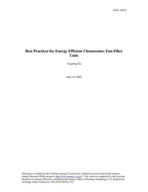 Best Practice for Energy Efficient Cleanrooms: Fan-Filter Units