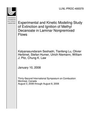 Experimental and Kinetic Modeling Study of Extinction and Ignition of Methyl Decanoate in Laminar Nonpremixed Flows