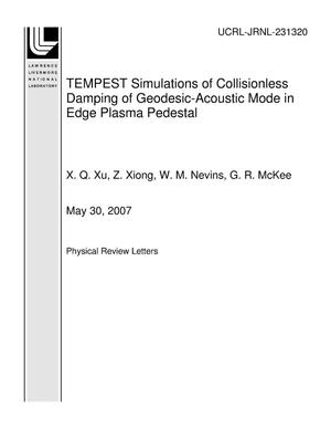 TEMPEST Simulations of Collisionless Damping of Geodesic-Acoustic Mode in Edge Plasma Pedestal