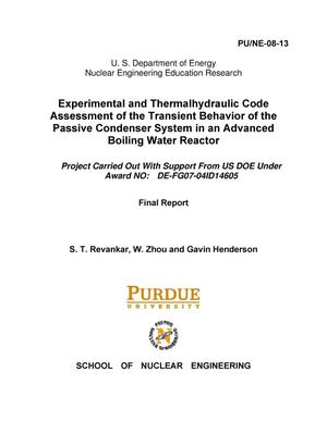 Experimental and Thermalhydraulic Code Assessment of the Transient Behavior of the Passive Condenser System in an Advanced Boiling Water Reactor