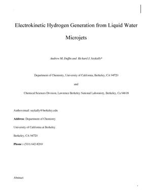 Electrokinetic Hydrogen Generation from Liquid WaterMicrojets