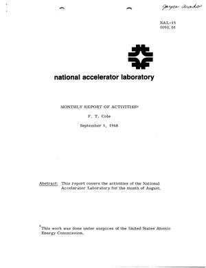 Monthly report of activities: September 1, 1968