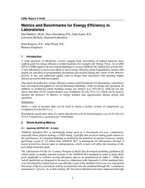 Metrics and Benchmarks for Energy Efficiency in Laboratories