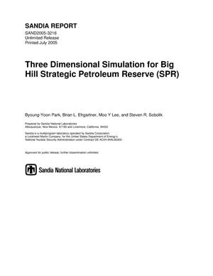 Three dimensional simulation for Big Hill Strategic Petroleum Reserve (SPR).