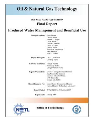 Produced Water Management and Beneficial Use