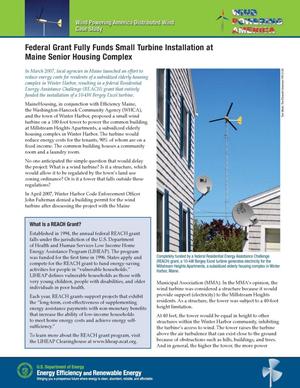Federal Grant Fully Funds Small Turbine Installation at Maine Senior Housing Complex