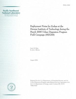 Deployment Notes for Sodars at the Stevens Institute of Technology during the March 2005 Urban Dispersion Program Field Campaign (MSG05)