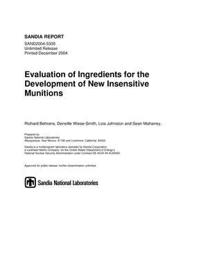 Evaluation of ingredients for the development of new insensitive munitions.