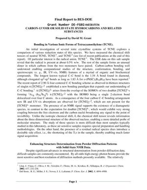 CARBON-13 NMR OR SOLID STATE HYDROCARBONS AND RELATED SUBSTANCES-FINAL REPORT