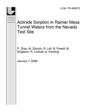 Actinide Sorption in Rainier Mesa Tunnel Waters from the Nevada Test Site