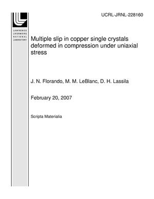 Multiple slip in copper single crystals deformed in compression under uniaxial stress