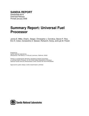 Summary report : universal fuel processor.