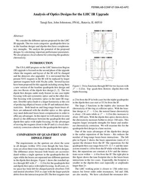 Analysis of optics designs for the LHC IR upgrade