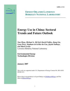 Energy Use in China: Sectoral Trends and Future Outlook