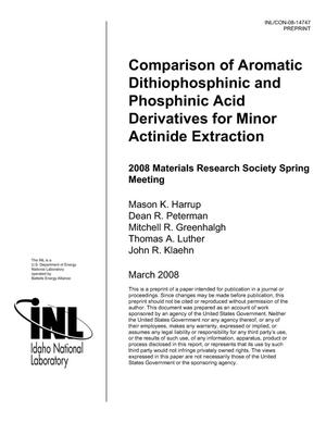 Comparison of Dithiophosphinic and Phosphinic Acid Derivatives for Minor Actinide Extraction