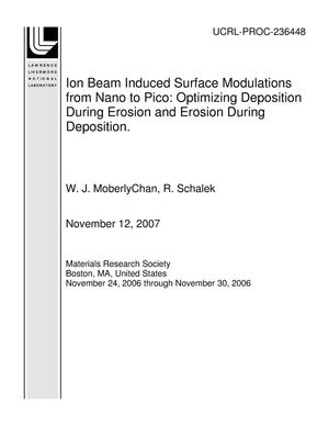 Ion Beam Induced Surface Modulations from Nano to Pico: Optimizing Deposition During Erosion and Erosion During Deposition.