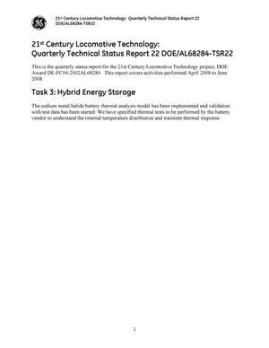 21st Century Locomotive Technology: Quarterly Technical Status Report 22 DOE/AL68284-TSR22