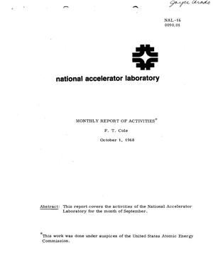 Monthly report of activities: October 1, 1968